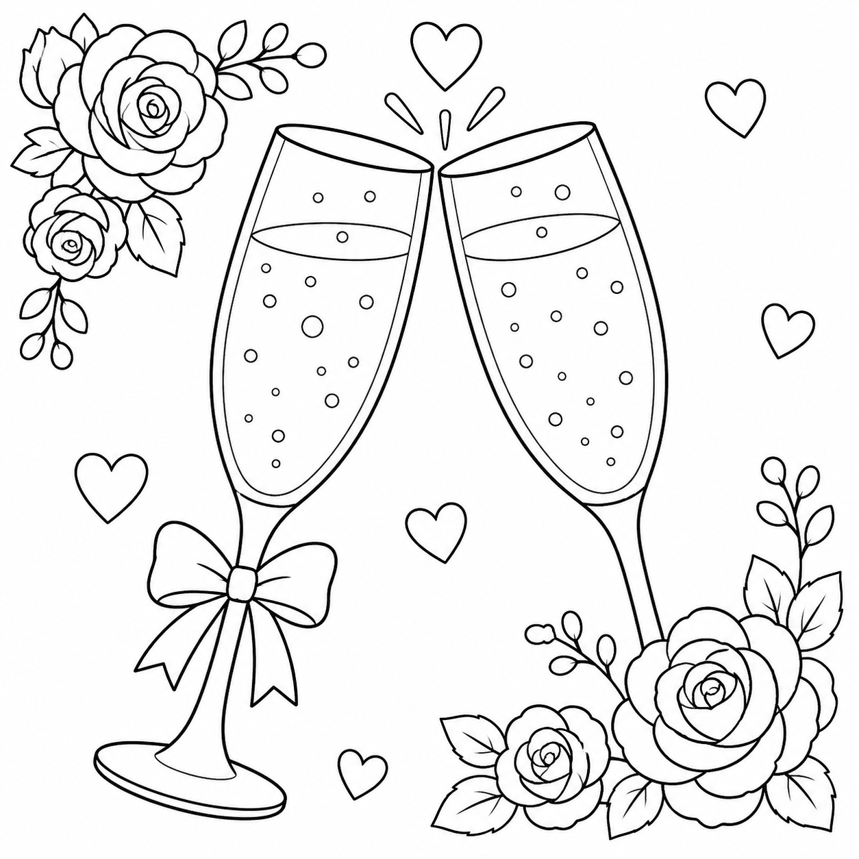 Champagne glasses colouring