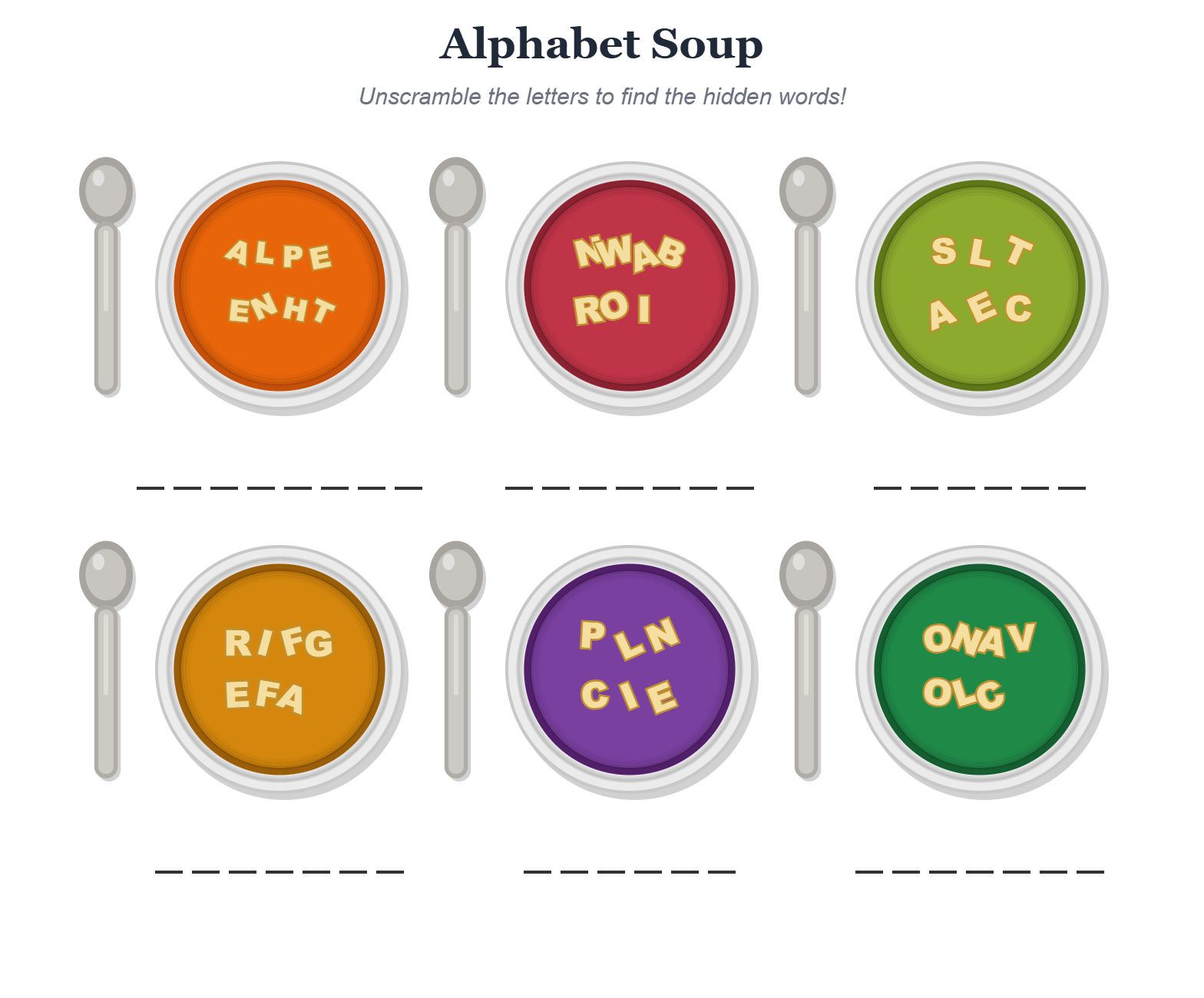Alphabet soup word scramble preview