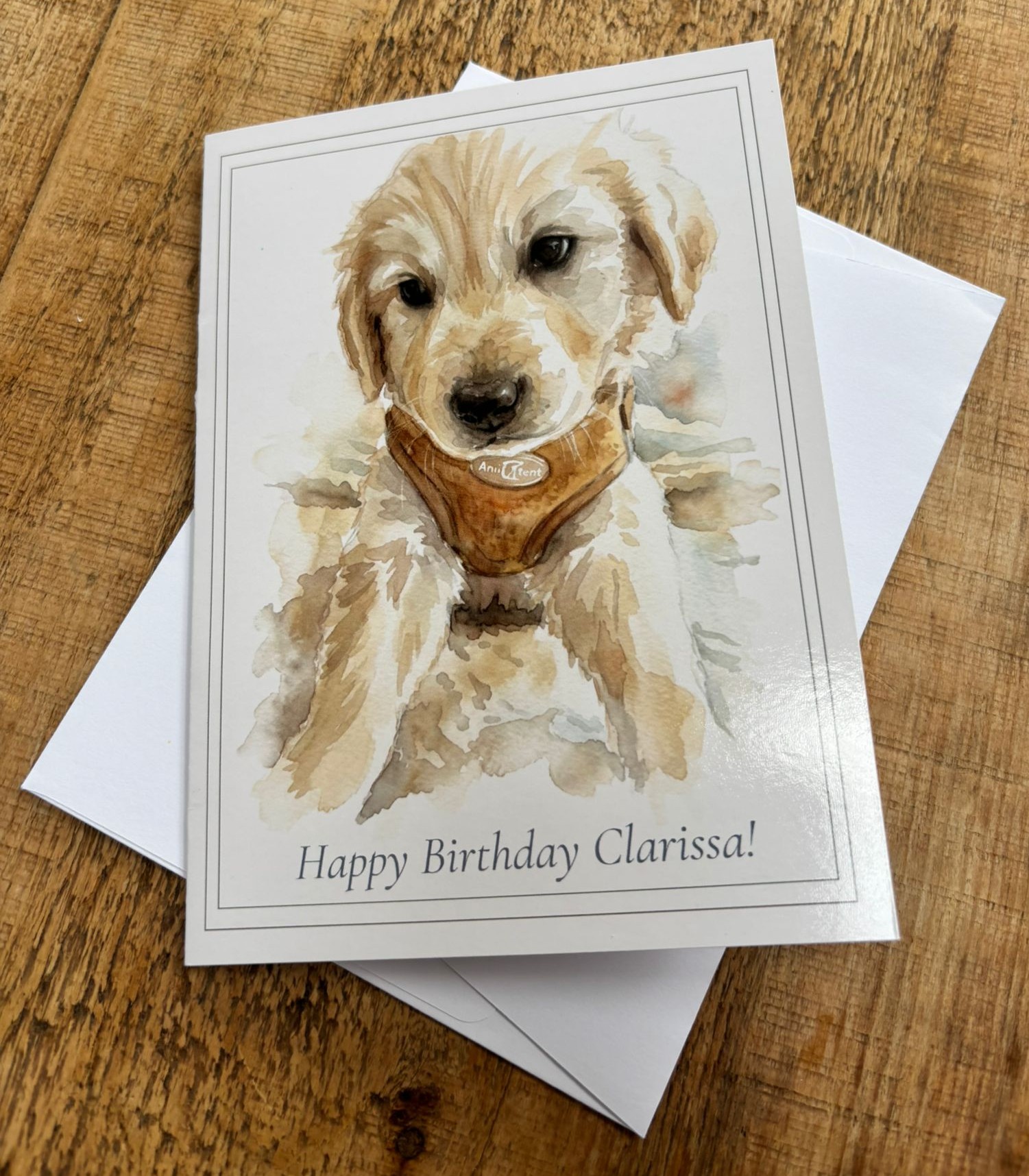 Greetings card on table