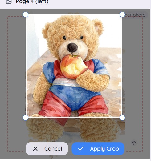 Cropping a photo in the editor
